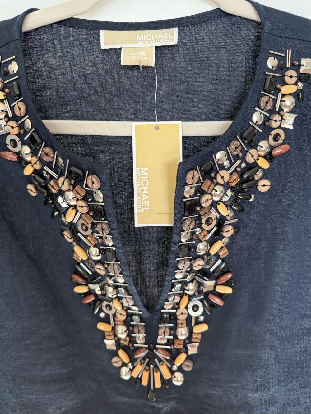 MICHAEL Michael Kors Navy Linen V-Neck Top
NWT